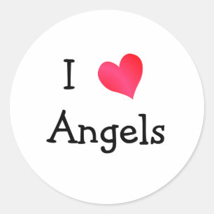 I Love Angels Classic Round Sticker