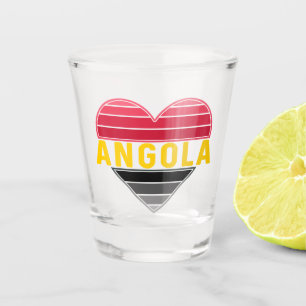 I Love Angola, Angolan Heart Flag Colours Shot Glass