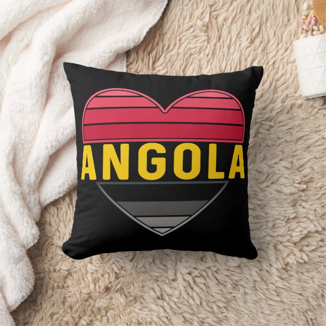 I Love Angola, Angolan Heart In Flag Colours Cushion (Blanket)