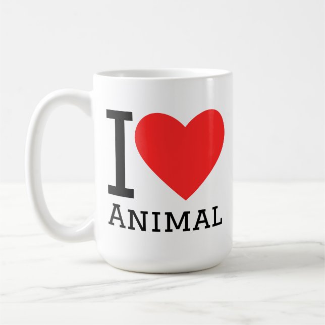 I love animal square sticker coffee mug (Left)