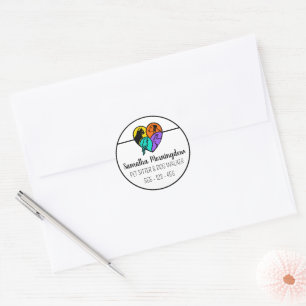I love animals - Cat Dog Bird Rabbit in a Heart 1 Classic Round Sticker