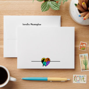 I love animals - Cat Dog Bird Rabbit in a Heart 1 Envelope
