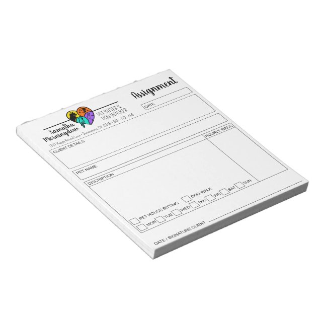 I love animals - Cat Dog Bird Rabbit in a Heart 1 Notepad (Angled)