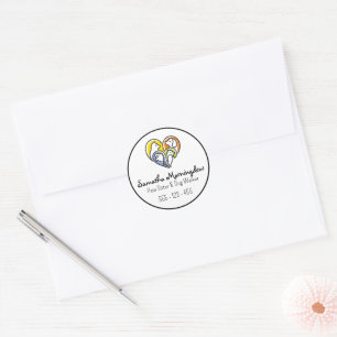 I love animals - Cat Dog Fish Bird in a Heart 1 Classic Round Sticker