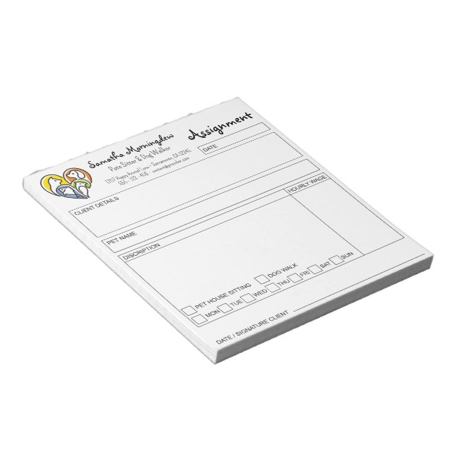 I love animals - Cat Dog Fish Bird in a Heart 1 Notepad (Angled)