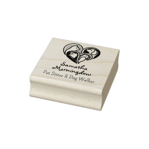 I love animals - Cat Dog Fish Bird in a Heart 1 Rubber Stamp
