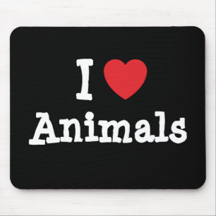 I love Animals heart custom personalised Mouse Pad