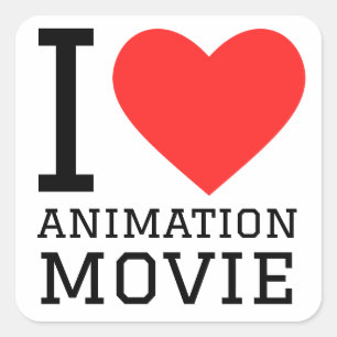 I love animation movie square sticker