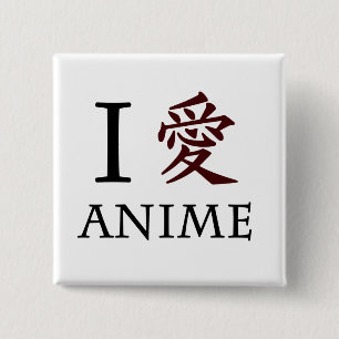 I Love Anime 15 Cm Square Badge