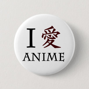 I Love Anime 6 Cm Round Badge