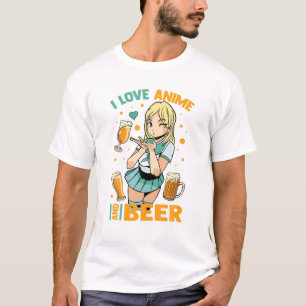 I Love Anime And Beer - Cute Kawaii - Manga Otaku T-Shirt