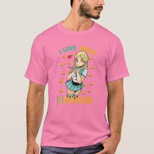 I Love Anime And Burgers - Cute Kawaii - Manga Ota T-Shirt
