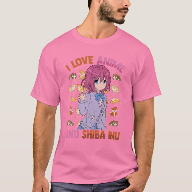 I Love Anime And Shiba Inu - Kawaii Otaku - Cute M T-Shirt (Front)