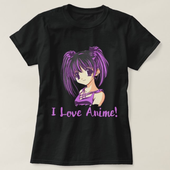 I Love Anime! Anime Girl otaku Manga  T-Shirt (Design Front)