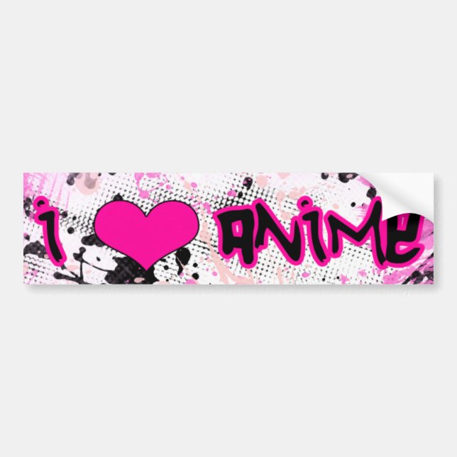 I Love Anime Bumper Sticker (Front)