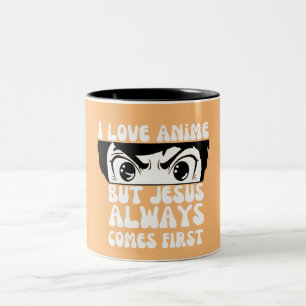 I Love Anime But Jesus Comes First Christian Two-Tone Coffee Mug