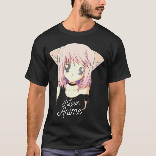 I Love Anime Cute Anime Girl Japanese Swea      T-Shirt (Front)