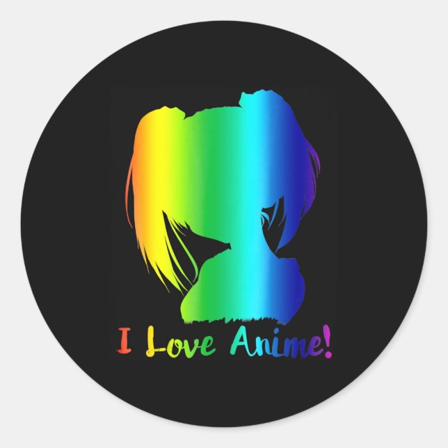 i love anime funny manga cosplay classic round sticker (Front)