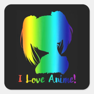 i love anime funny manga cosplay square sticker