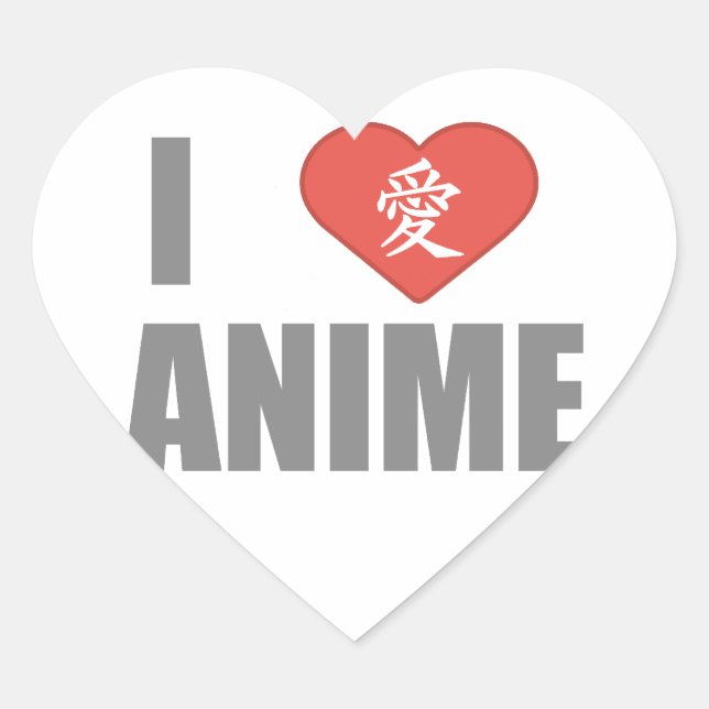 I love Anime Heart Sticker (Front)
