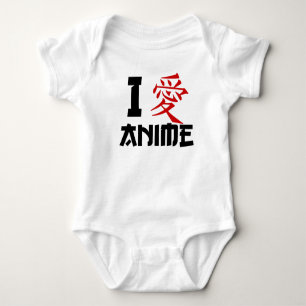 I Love Anime Japanese Ai kanji geek nerd funny Baby Bodysuit