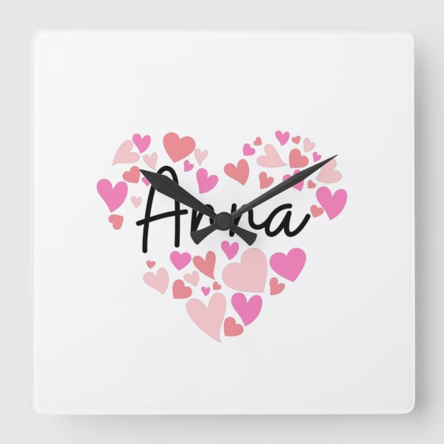 I love Anna Square Wall Clock (Front)