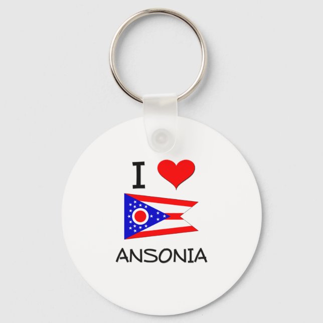I Love Ansonia Ohio Key Ring (Front)