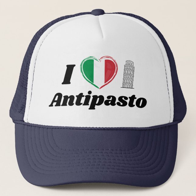 I Love Antipasto Italian Heart Flag Trucker Hat (Front)