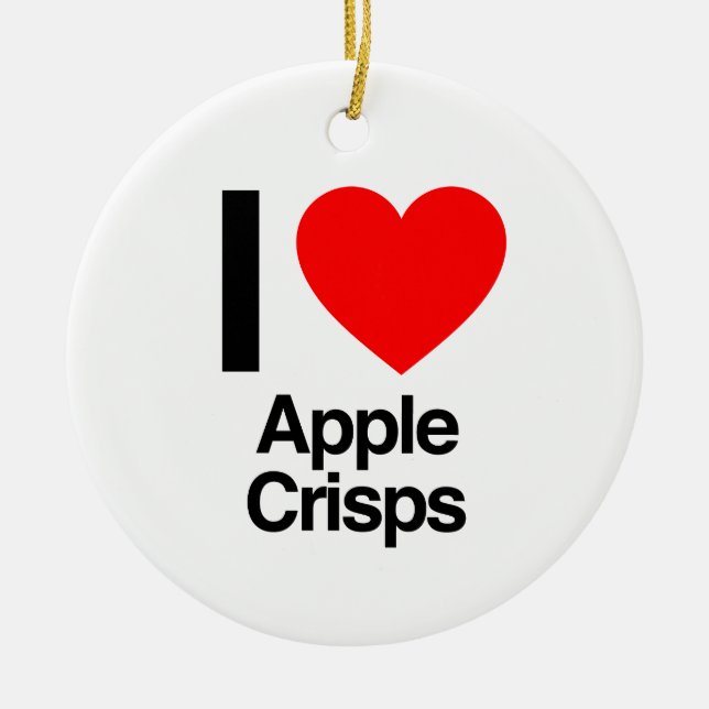 i love apple crisps ceramic tree decoration (Front)