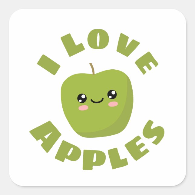 I love Apples Square Sticker (Front)