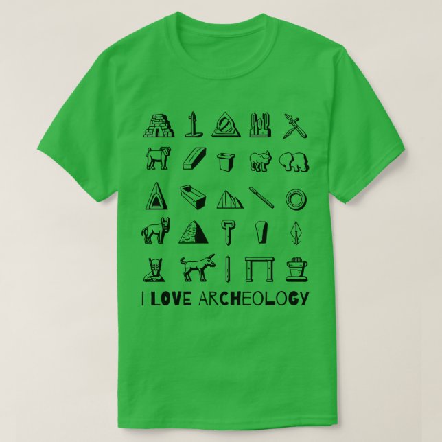 I Love Archaeology T-Shirt (Design Front)