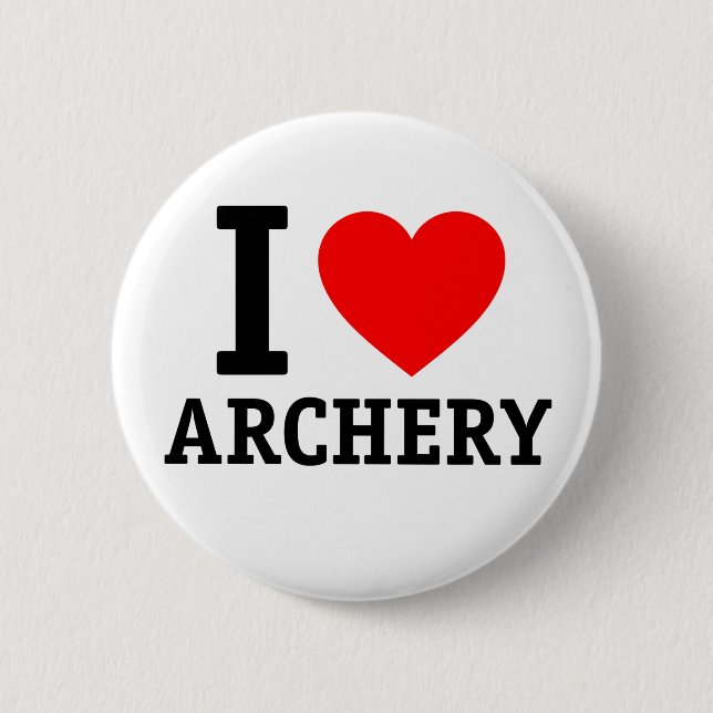 I Love Archery 6 Cm Round Badge (Front)