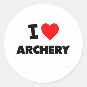 I Love Archery Classic Round Sticker