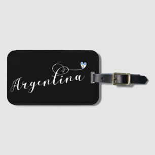 I Love Argentina, Argentine Flag Heart Luggage Tag