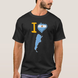 I love Argentina Argentinian flag in shape of a he T-Shirt