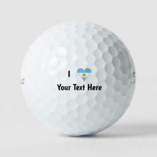 I LOVE (Argentine Heart Flag) Personalised Text Golf Balls