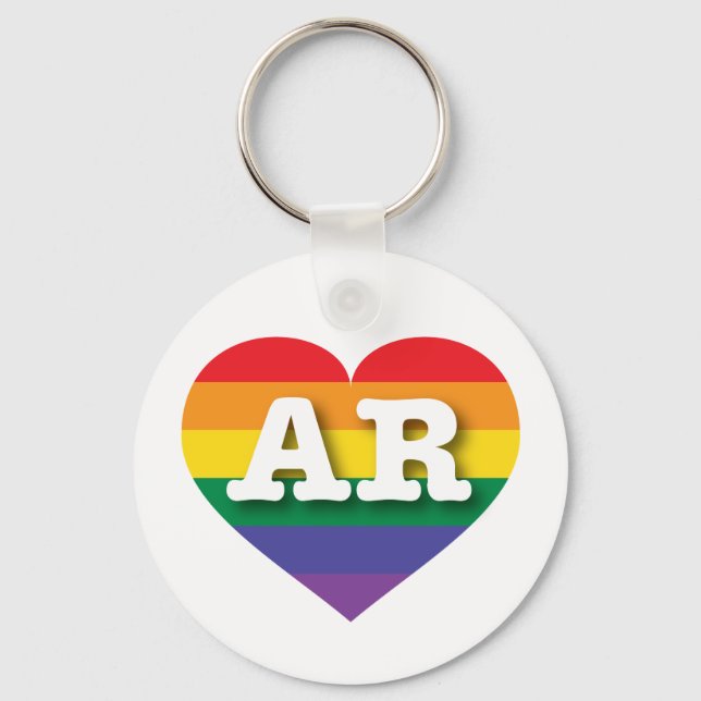 I Love Arkansas Rainbow Heart Key Ring (Front)