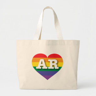I Love Arkansas Rainbow Heart Large Tote Bag