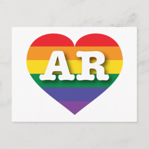 I Love Arkansas Rainbow Heart Postcard