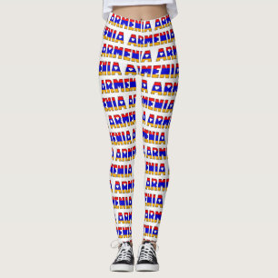 I Love Armenia Flag Colours Typography Pattern Cut Leggings