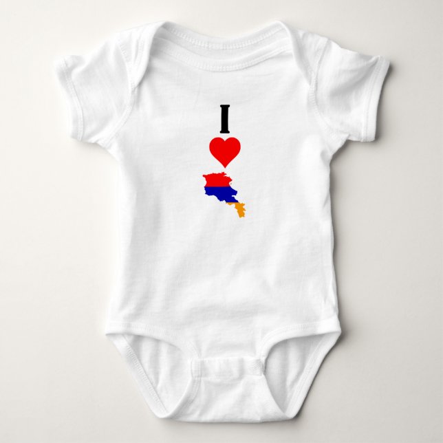 I Love Armenia Vertical I Heart Armenia Country Baby Bodysuit (Front)