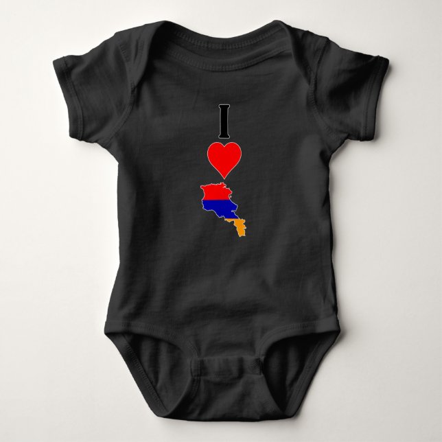 I Love Armenia Vertical I Heart Armenia Country Baby Bodysuit (Front)