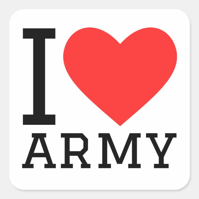 I love army square sticker (Front)