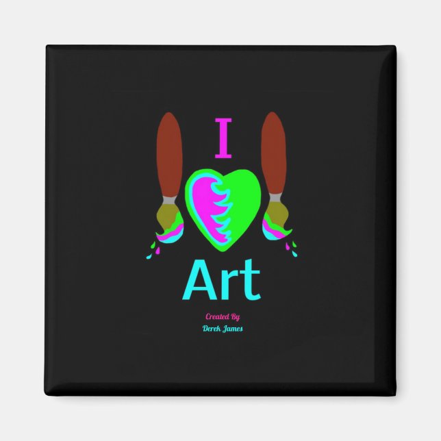 I Love Art 2 Inch Square Magnet (Front)