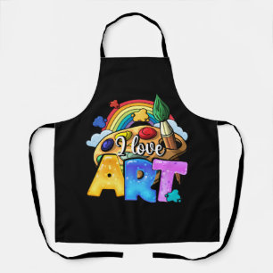 I Love Art Artist Painter Colorful Painting Rainbo Apron