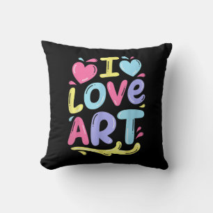 I Love Art, Artist Painter Colourful Painting Gift Cushion