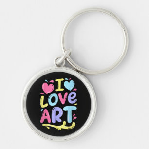 I Love Art, Artist Painter Colourful Painting Gift Key Ring