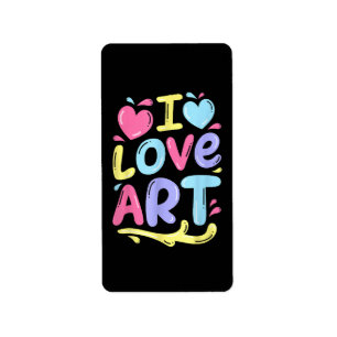 I Love Art, Artist Painter Colourful Painting Gift Label