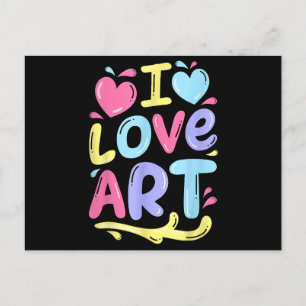 I Love Art, Artist Painter Colourful Painting Gift Postcard