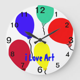 I Love Art Colourful Balloons Clock